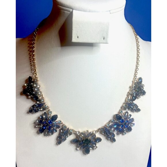 Kate Spade Necklace Snowy Nights Blue Crystal Floral Cluster Rose Gold Tone - Picture 2 of 8